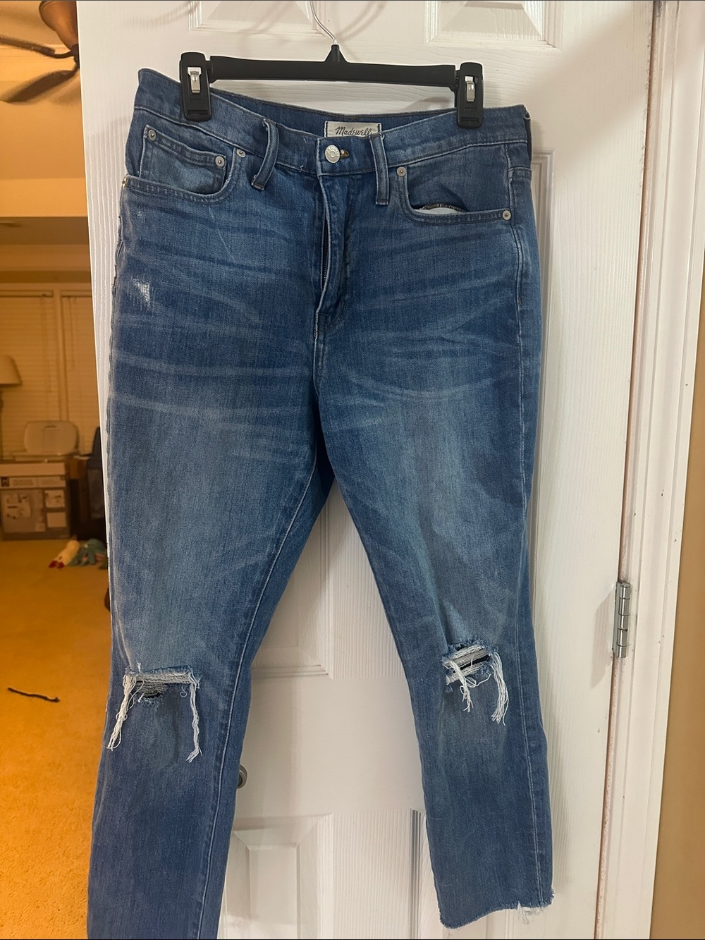 Madewell Blue Distressed Ankle Crop Jeans